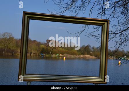 Panorama am Weser in Doerverden, Niedersachsen Stockfoto