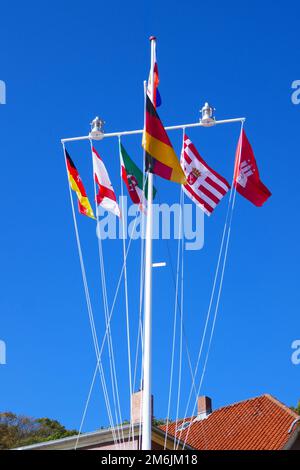 Fahnenmast in Lauenburg Stockfoto