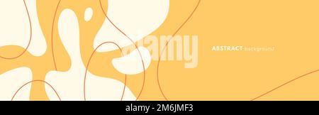 Frühlings- oder Sommerhintergrund mit abstrakter Linie und dynamischen Formen. Zusammensetzungen farbiger Flecken. Dynamische BLOB-Welle - Abstrakt. Abbildung eines flachen Vektors Stock Vektor