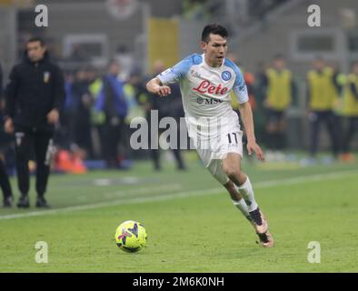 Mailand, Italien. 04. Januar 2023. Hirving Lozano von SSC Napoli während der italienischen Serie A, Fußballspiel zwischen FC Inter und SSC Napoli am 04. Januar 2023 im San Siro Stadium, Mailand, Italien. Foto Nderim Kaceli Kredit: Unabhängige Fotoagentur/Alamy Live News Stockfoto