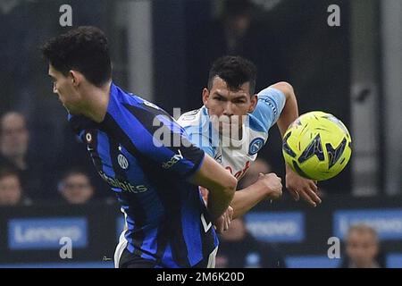 Mailand, Italien. 04. Januar 2023. Hirving Lozano von Neapel während des Inter - FC Internazionale vs SSC Napoli, italienisches Fußballspiel Serie A in Mailand, Italien, Januar 04 2023 Kredit: Independent Photo Agency/Alamy Live News Stockfoto