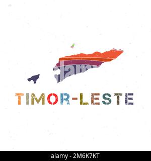 Timor-Leste-Kartendesign. Form des Landes mit wunderschönen geometrischen Wellen und Grunge-Textur. Charmante Vektordarstellung. Stock Vektor