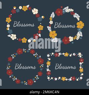Vektor-Set mit bunten Blumenmotiven Stock Vektor