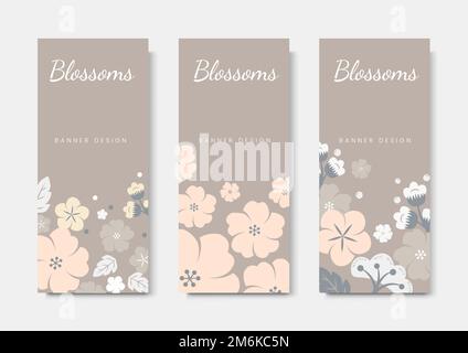 Vektor-Set mit rechteckigen Blumenabzeichen Stock Vektor