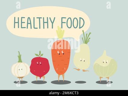 Frische Gemüse Cartoon-Figuren gesetzt Vektor Stock Vektor
