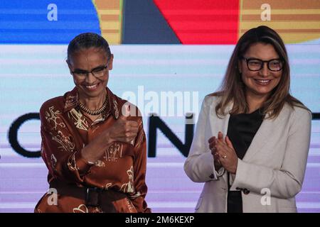 Brasilia, Brasilien. 04. Januar 2023. DF - Brasilia - 01/04/2023 - BRASILIA, BESITZ VON MARINA SILVA - Stellvertretende Bundesministerin Marina Silva während der Einweihungszeremonie als Umweltministerin, die am Mittwoch (3) im Planalto-Palast stattfand. Foto: Scarlett Rocha/AGIF/Sipa USA Guthaben: SIPA USA/Alamy Live News Stockfoto