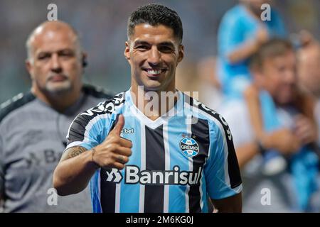 Porto Alegre, Brasilien. Januar 4. 2023, Arena Gr&#xea;mio, Porto Alegre, Rio Grande do Sul, Brasilien: Luis Su&#xe1;rez wird als neueste Signatur für Gremio in der Campeonato Brasileiro S&#xe9;rie A Credit: Action Plus Sports Images/Alamy Live News präsentiert Stockfoto