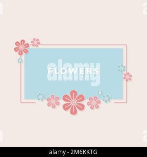 Vektor mit quadratischen Frühlingsblumen Stock Vektor