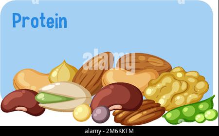 Variety of protein foods illustration Stock Vektor