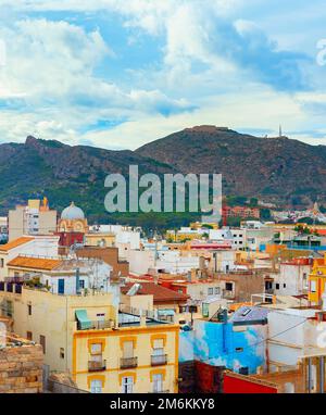 Die Berge der Stadt beherbergen Cartagena Spanien Stockfoto