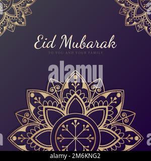 Eid Mubarak Karte mit Mandala Muster Hintergrund Stock Vektor