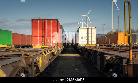 Rangierbahnhof im Hamburger Hafen Stockfoto