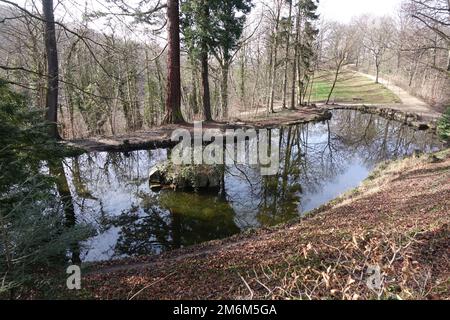 Teich im Heiligenberger Schloss Stockfoto