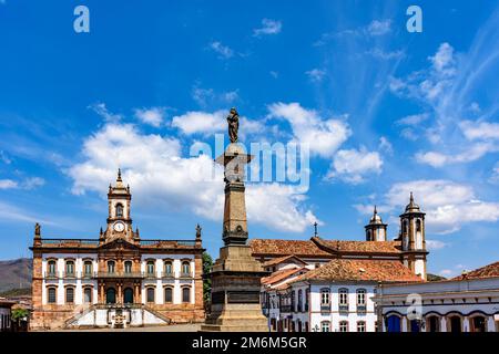 Zentraler Platz der Stadt Ouro Preto in Minas Gerais Stockfoto