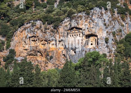 Königsgräber von Kaunos in der Nähe von Dalyan, Â Türkei. Stockfoto