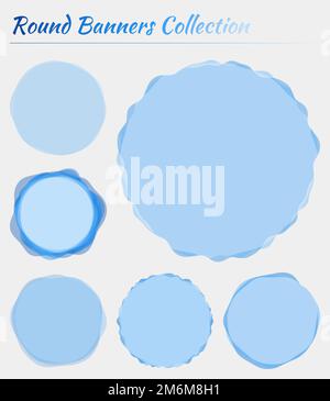 Rundbanner-Kollektion. Kreisförmige Hintergründe in blauen Farben. Attraktive Vektorillustration. Stock Vektor