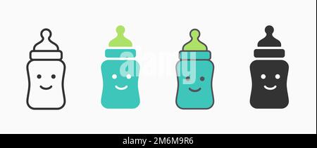 Symbole für Babynahrungsflaschen. Vektordarstellung auf weiß isoliert. Stock Vektor