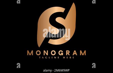 Abstraktes Monogramm-Vektorlogo mit Buchstabe SP oder PS-Letter-Schriftart Stock Vektor