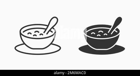 Schüssel mit Haferbrei und Glyphe-Symbolen. Vektordarstellung. Stock Vektor