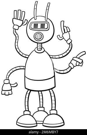 Zeichentrickroboter- oder Droidenzeichenseite Stockfoto