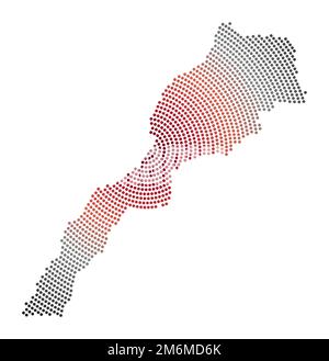 Gepunktete Karte Marokkos. Digitale Form Marokkos. Technisches Symbol des Landes mit abgestuften Punkten. Saubere Vektordarstellung. Stock Vektor