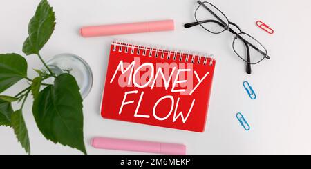 Begrifflicher Titel Geldfluss. Geschäftsüberblick die Erhöhung oder Verringerung des Geldbetrags eines Unternehmens Stockfoto