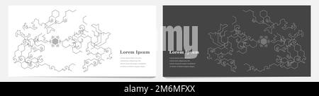 Abstraktes schwarzes, weißes Sechskant-Set, künstliche Intelligenz, geometrischer Texturhintergrund, wissenschaftliche Technologie, futuristisches Konzept Stockfoto