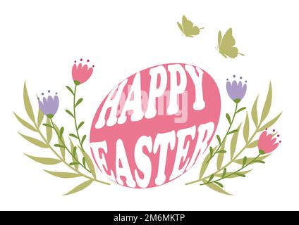 Happy Easter Vector farbenfrohes Logo isoliert auf weißem Hintergrund. Stock Vektor