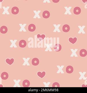 Nahtloses Muster mit roten Herzen, Liebeserklärungen und mehr. Hintergrund zum Valentinstag mit Symbolen von Liebe, Romantik und Leidenschaft. Stock Vektor