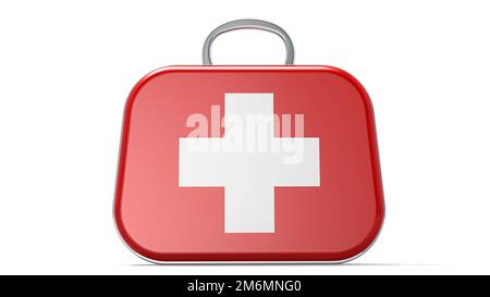 Erste-Hilfe-Kasten isoliert auf weißem Hintergrund Stockfoto