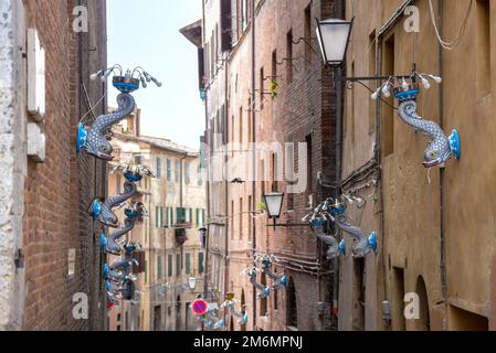 SIENA, TOSKANA, ITALIEN - MAI 18 : kunstvoll verzierte Leuchten in Siena, Italien, am 18. Mai 2013 Stockfoto