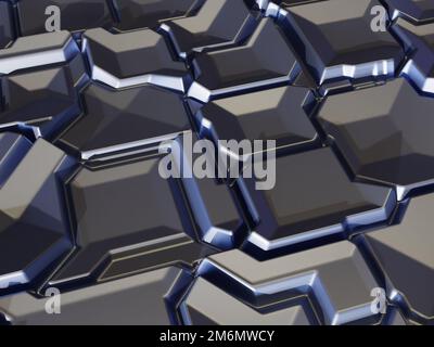 Abstrakter dunkler linear ausgetragener Hintergrund. Minimalistisch helle, saubere Firmenwand. Darstellung der geometrischen 3D-Oberfläche. Verschiebung von polygonalen Elementen. 3D-Renderin Stockfoto