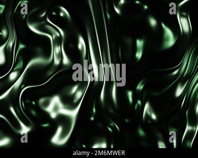 3D abstrakter schillernder welliger Texturhintergrund. Neonholographische Flüssigkeitsverzerrung. Lebendige, flüssige Reflexionsfläche. 3D-Rendering. Stockfoto