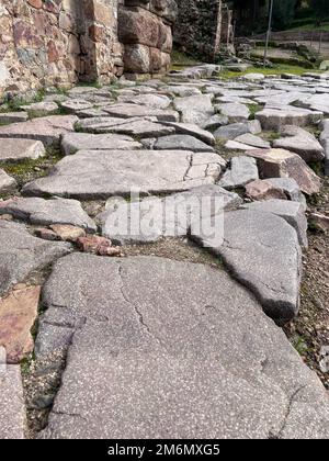 Steine einer römischen Straße Stockfoto