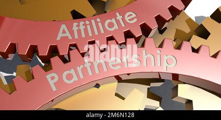 Affiliate-Partner-Wort zu Gears Stockfoto