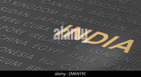 Unter anderem der indische Ländername Stockfoto