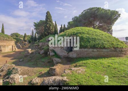 Etruskische Nekropole (8. Jahrhundert v. Chr.) Provinz Cerveteri Rome, Italien. UNESCO-Weltkulturerbe Stockfoto