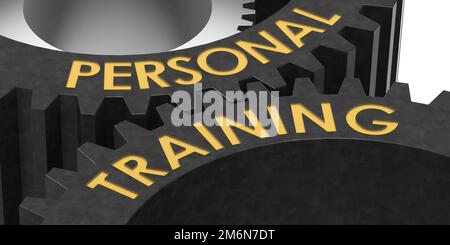 Persönliches Trainingswort zu Zahnrädern Stockfoto