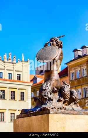 Statue der Meerjungfrau, Symbol von Warschau, Polen Stockfoto