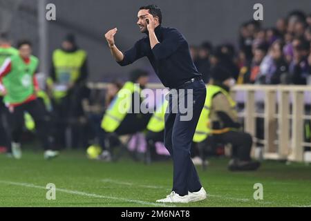 Raffaele Palladino (Cheftrainer AC Monza) beim ACF Fiorentina vs. AC Monza, italienisches Fußballspiel der Serie A in Florenz, Italien, Januar 04 2023 Stockfoto