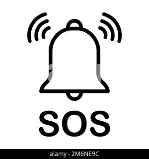 SOS-Glockensymbol Vektor Notfallalarm Hilfesymbol für Grafikdesign, Logo, Website, soziale Medien, mobile App, Darstellung der Benutzeroberfläche Stock Vektor