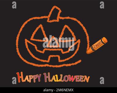 Jack-o’-Lantern-Vektorzeichensymbol, isoliert auf schwarzem Hintergrund. Stock Vektor