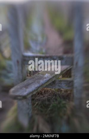 Holzbalken auf einem Fußweg bei Marske-by-the-Sea, North yorkshire, großbritannien Stockfoto