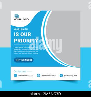 Medizin und Gesundheitswesen Social Media Post-Template Design Sammlung Stock Vektor