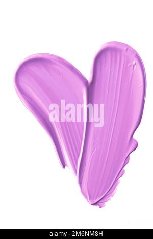 Pastellviolett-Schönheitsmuster, Hautpflege- und Make-up-Kosmetikprodukte Beispielstruktur isoliert auf weißem Hintergrund, Make-up-Fleck, c Stockfoto