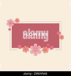 Vektor mit quadratischen Frühlingsblumen Stock Vektor