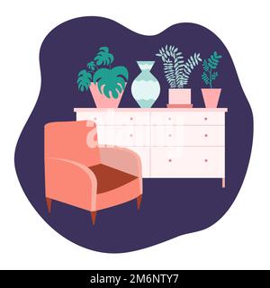 Flaches Wohnzimmer Stock Vektor
