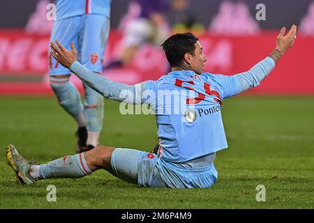 Florenz, Italien. 04. Januar 2023. Armando Izzo (AC Monza) reagiert auf ACF Fiorentina vs. AC Monza, italienisches Fußballspiel Serie A in Florenz, Italien, Januar 04 2023 Kredit: Independent Photo Agency/Alamy Live News Stockfoto