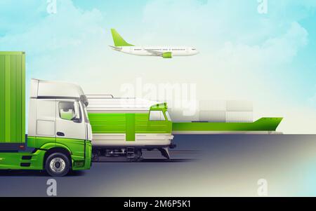 Lieferung und Transport von Gütern, weltweites Frachttransportkonzept Stockfoto