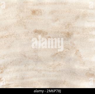 Brauner, beigefarbener, wasserfarbener Hintergrund für Texturen und Hintergründe. Nasser Hintergrund. Handgemalter, wasserfarbener Hintergrund. Aquarellfärbung. Abstrakte Malerei Stockfoto